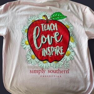 Pink Simply Southern Teach Love Inspire NWT Women’s Short Sleeve Tee (Medium)